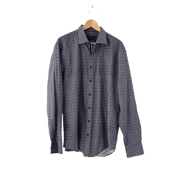 Bugatchi Geometric Long Sleeve Collared Shirt size Large - Picture 1 of 5